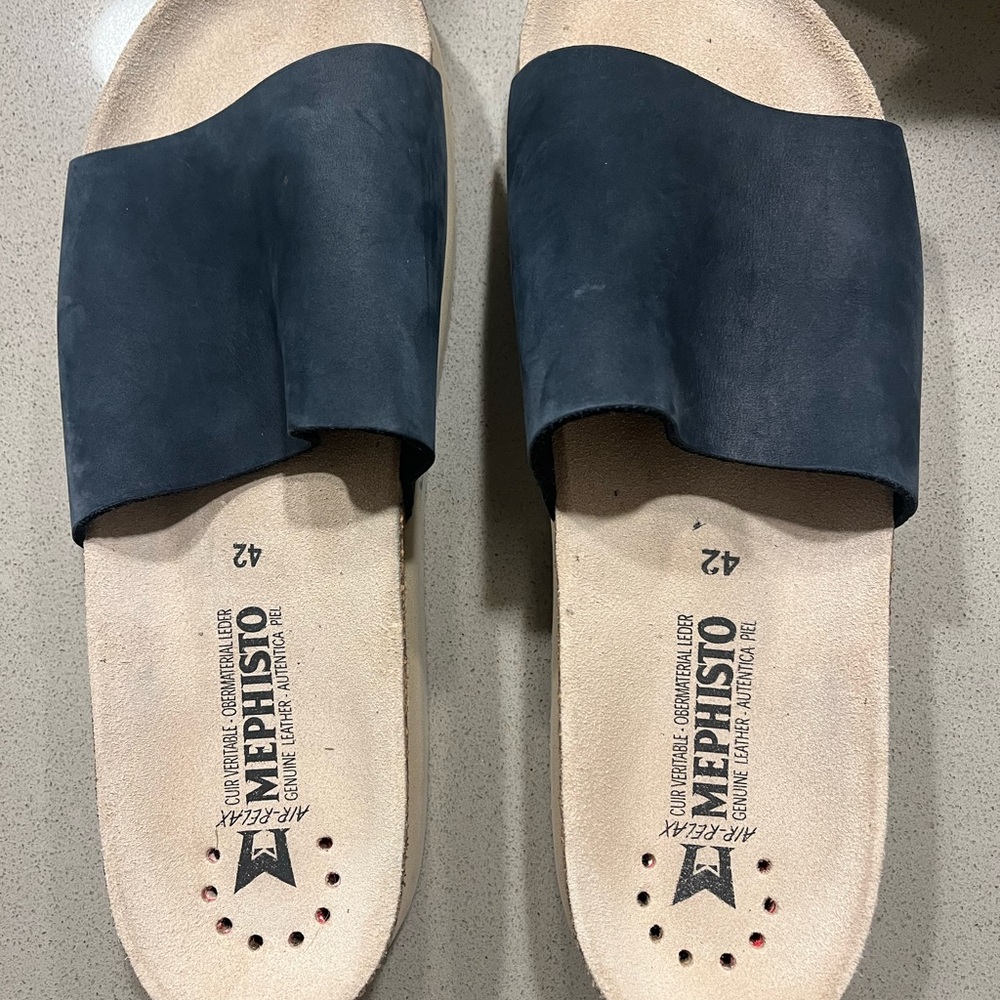 Mephisto Dark Blue Slide Sandals